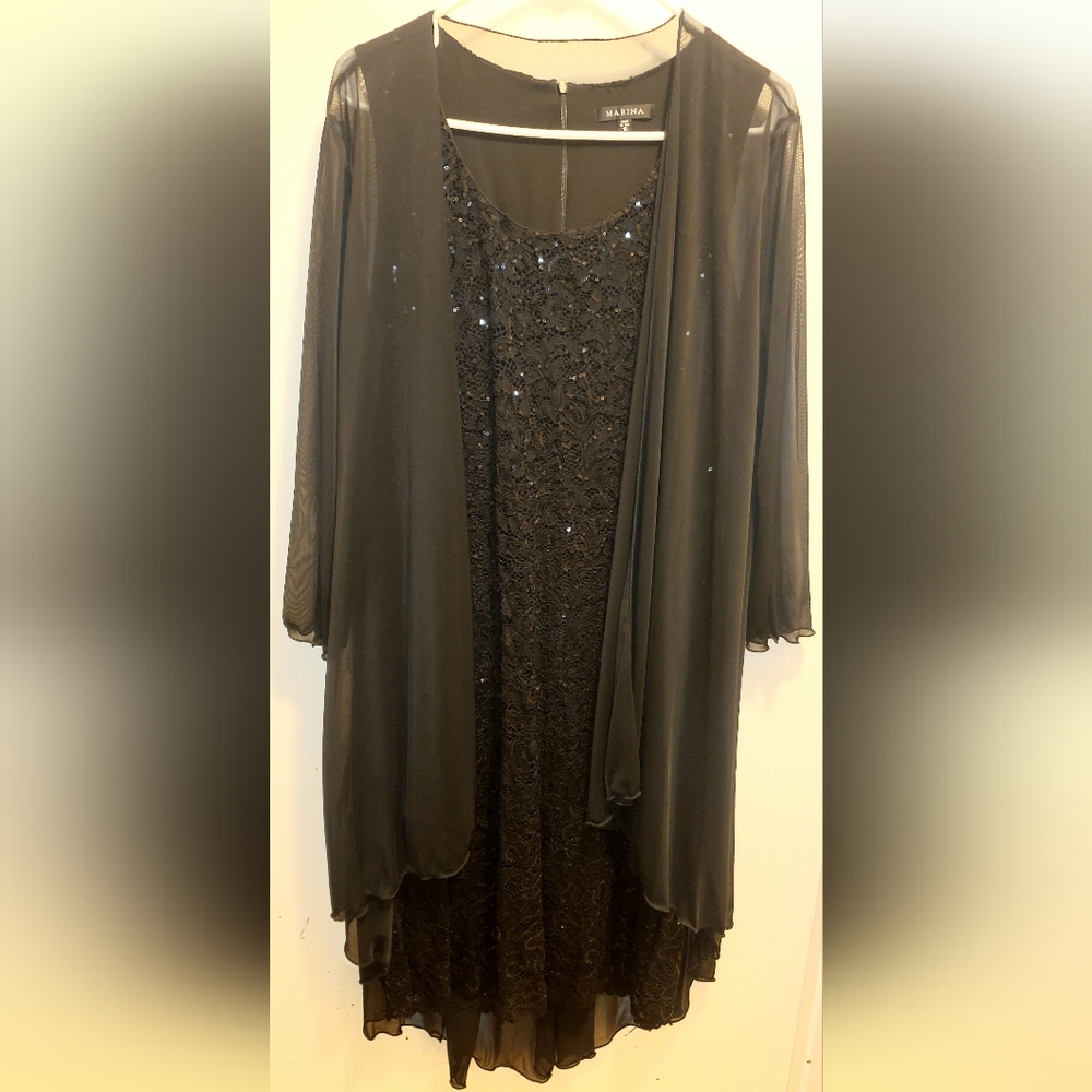 Black Knee Length Sequin Dress